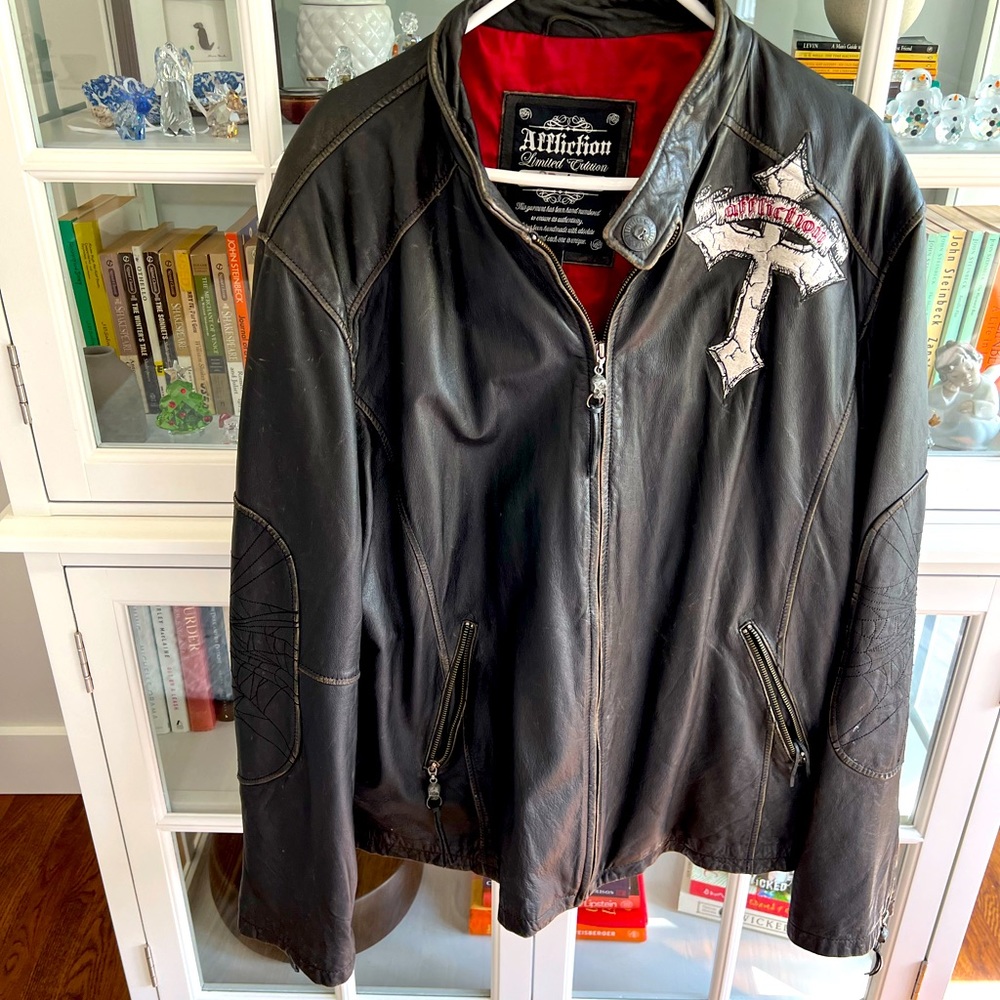 Black xxl Affliction Leather  Jacket
